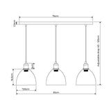 Pagazzi Jacob 3 Light Nickel & Glass Ceiling Pendant Bar