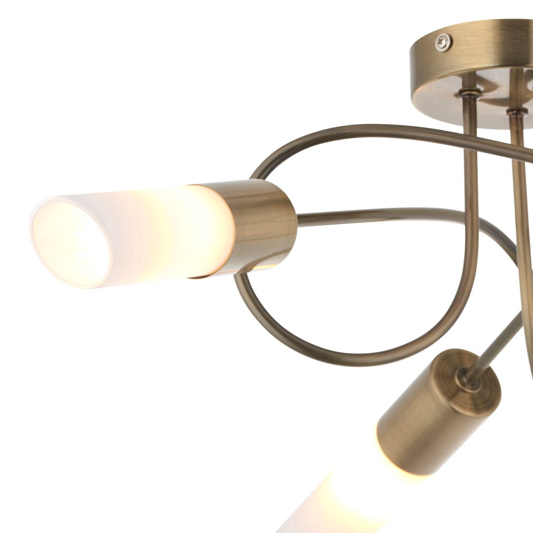 Pagazzi Patras Antique Brass 3 Light Semi Flush Ceiling Light