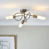Pagazzi Patras Antique Brass 3 Light Semi Flush Ceiling Light
