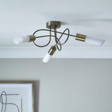 Pagazzi Patras Antique Brass 3 Light Semi Flush Ceiling Light