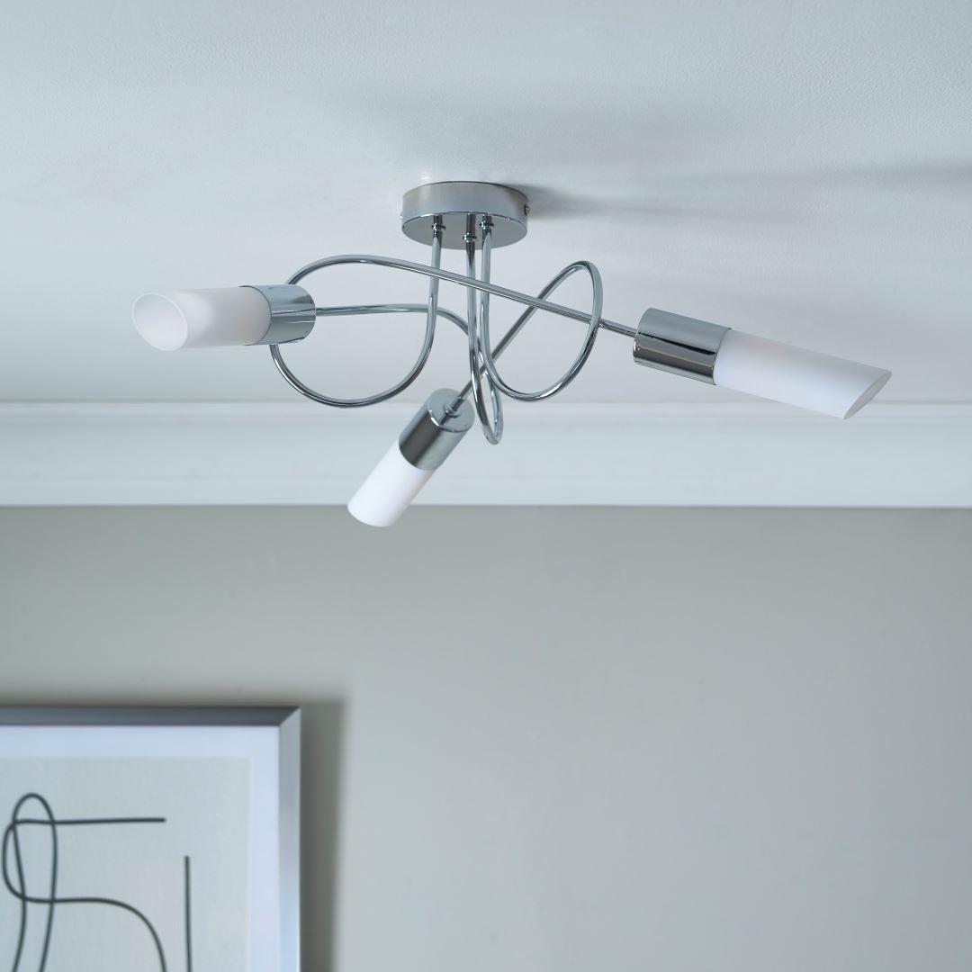 Pagazzi Patras Chrome 3 Light Semi Flush Ceiling Light