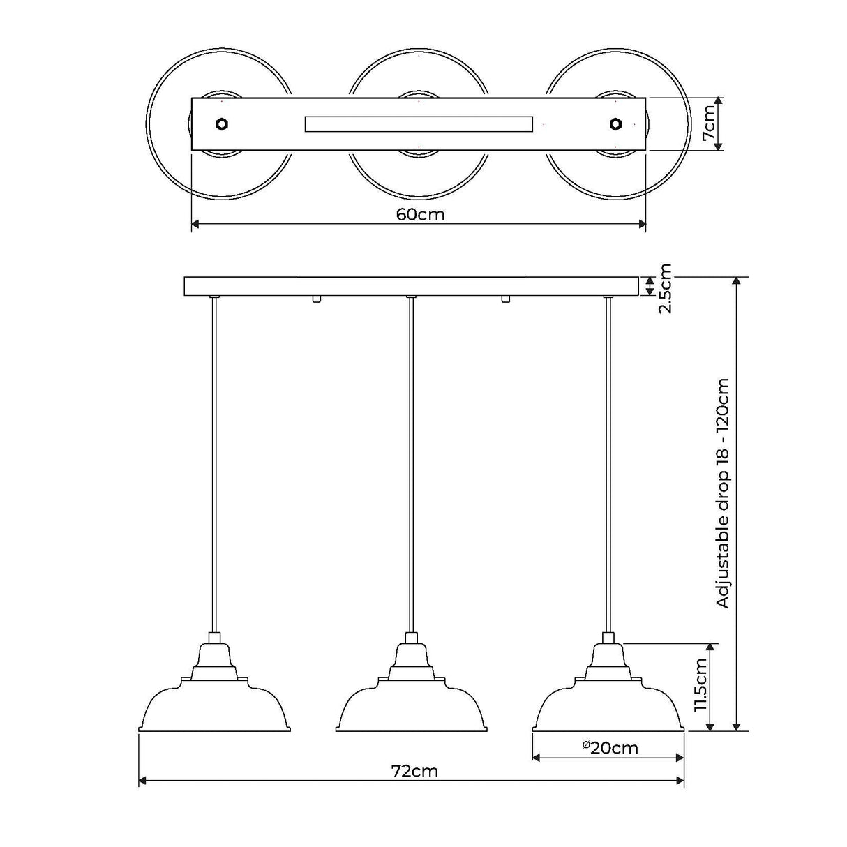 Pagazzi Bakewell 3 Light White Ceiling Pendant Bar