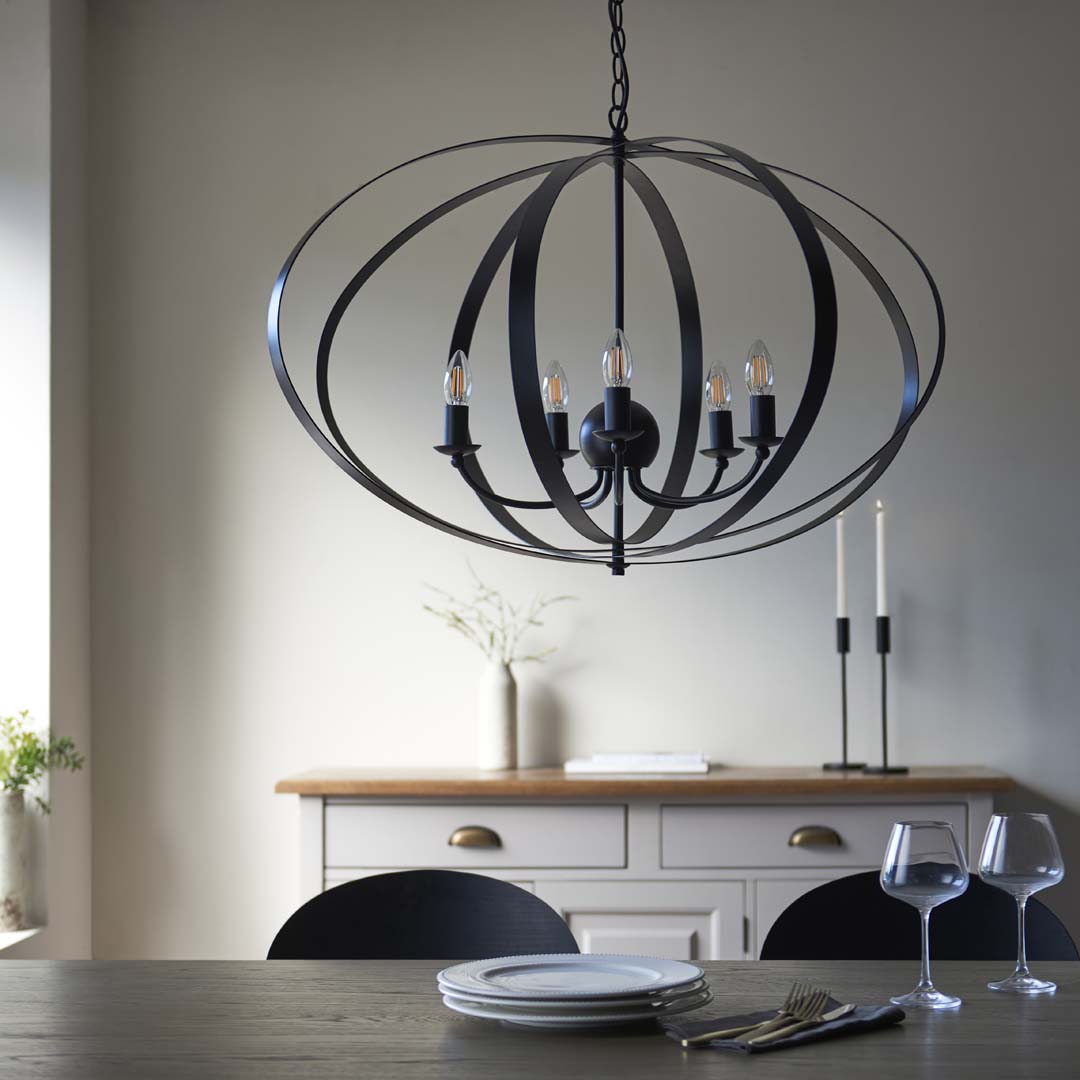 Pagazzi Midnight 5 Light Matte Black Pendant Ceiling Light