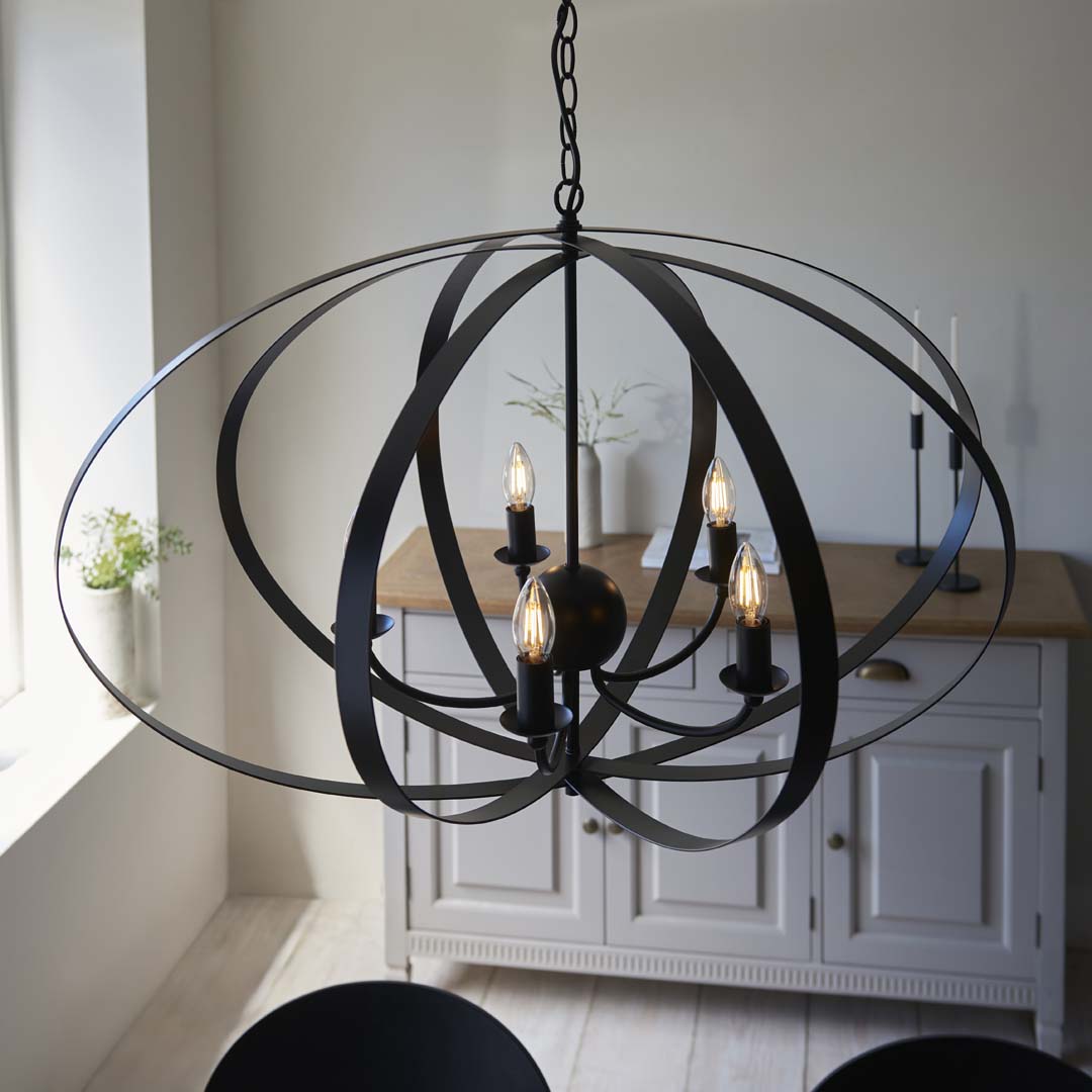 Pagazzi Midnight 5 Light Matte Black Pendant Ceiling Light