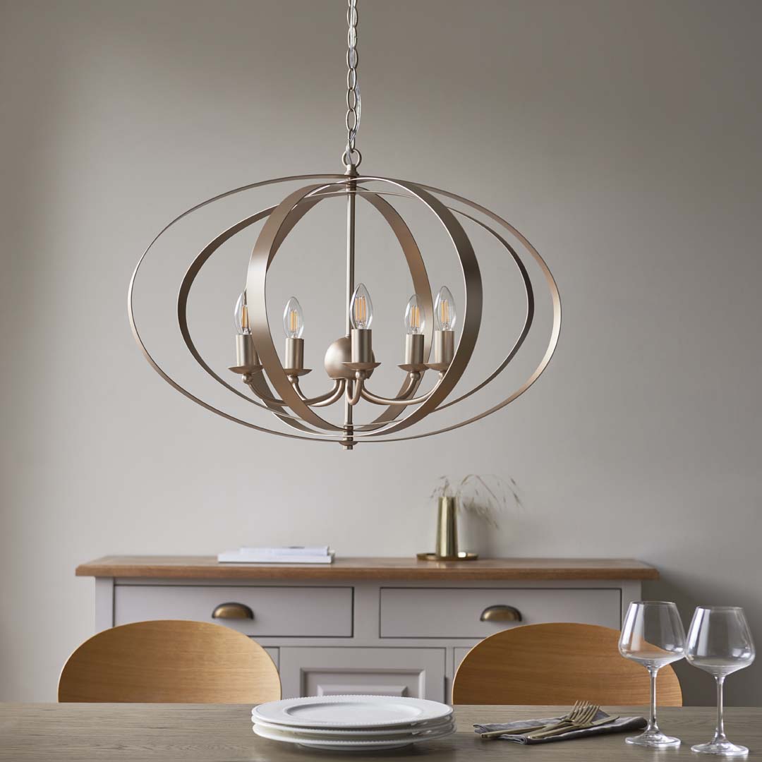 Pagazzi Midnight 5 Light Satin Gold Ceiling Light Pendant