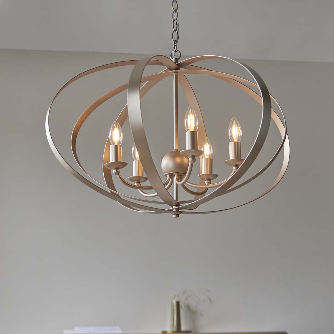 Pagazzi Midnight 5 Light Satin Gold Ceiling Light Pendant