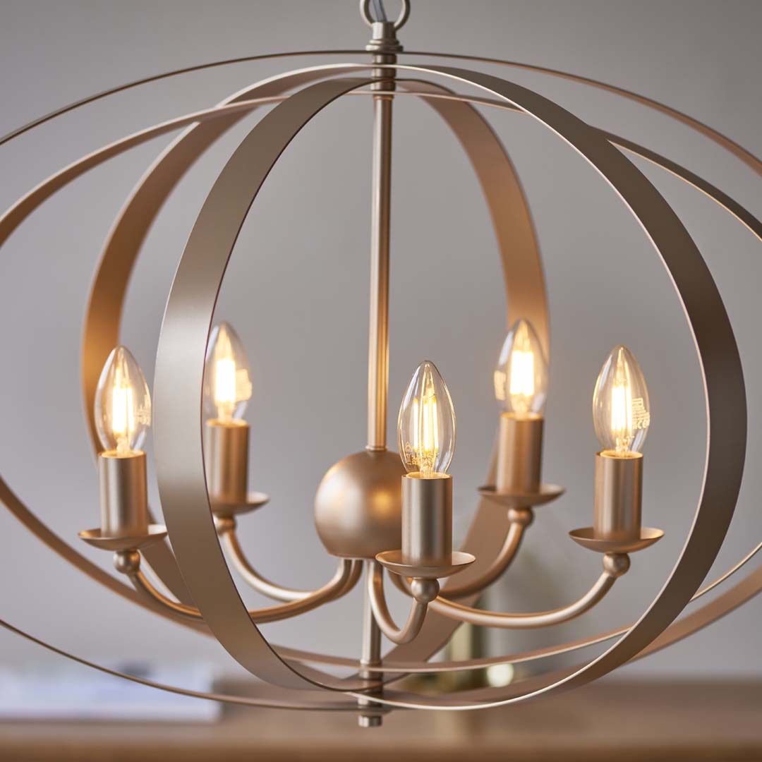 Pagazzi Midnight 5 Light Satin Gold Ceiling Light Pendant