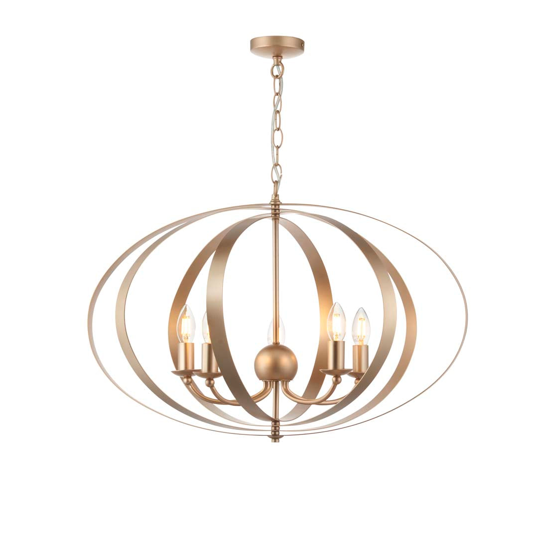 Pagazzi Midnight 5 Light Satin Gold Ceiling Light Pendant
