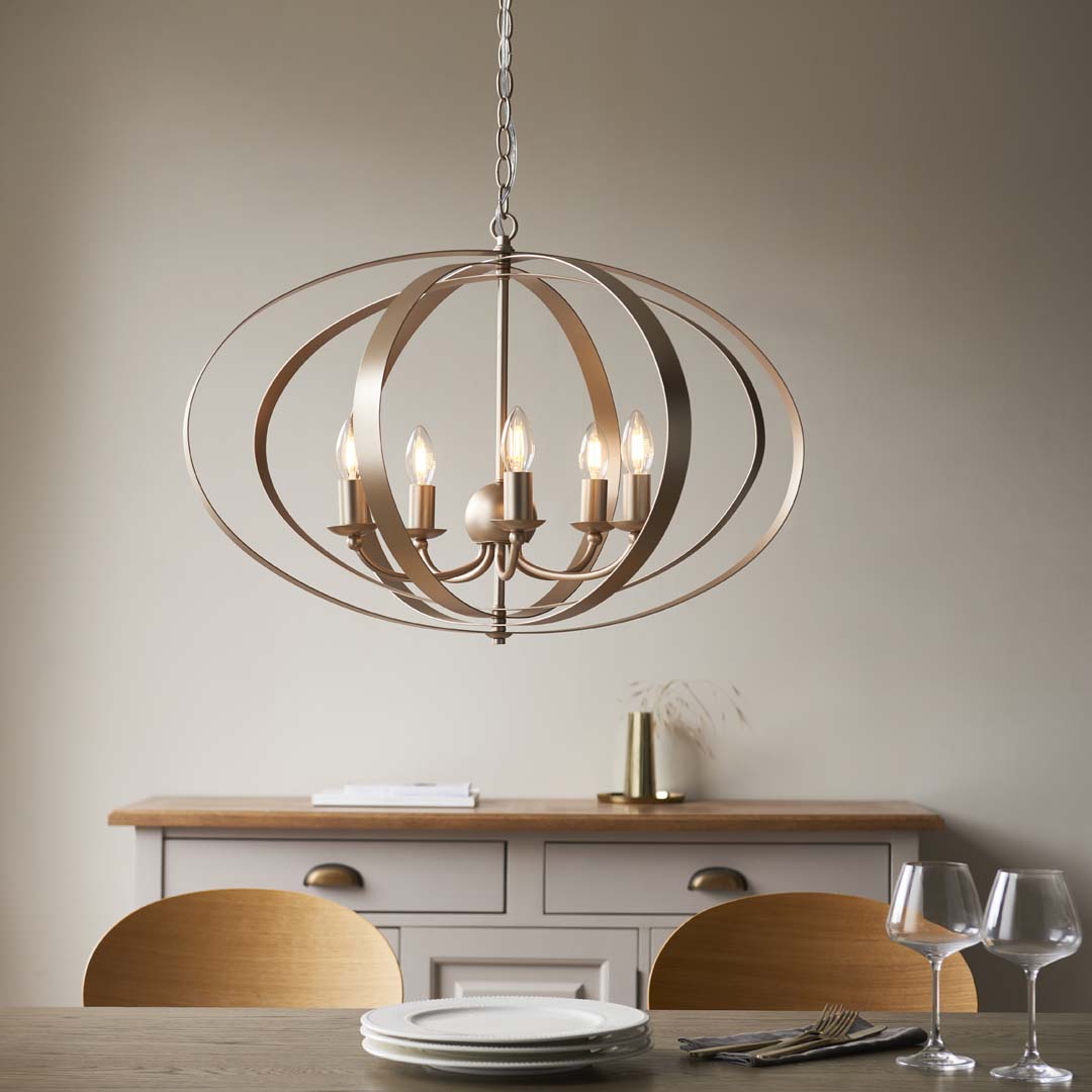 Pagazzi Midnight 5 Light Satin Gold Ceiling Light Pendant