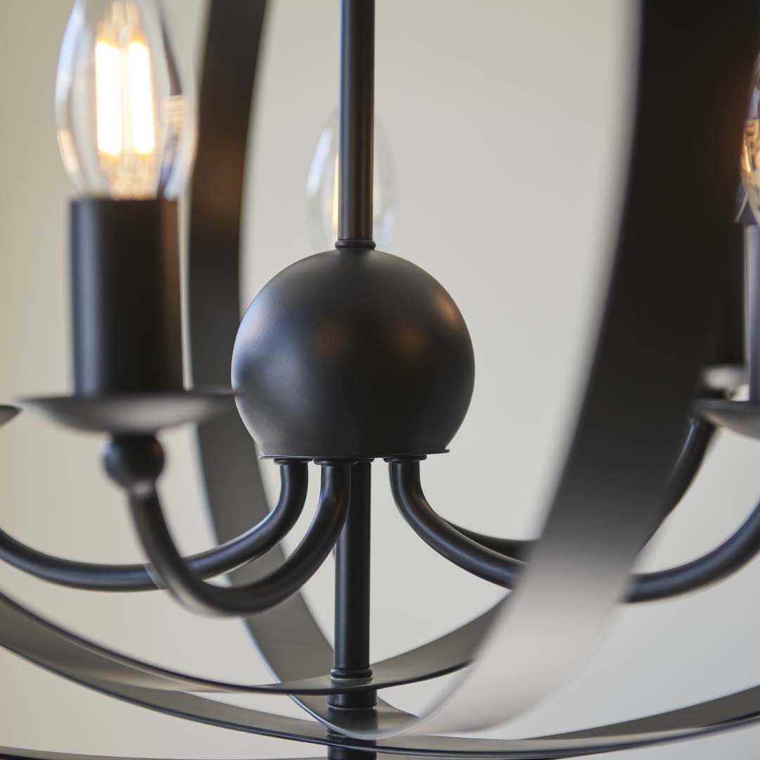 Pagazzi Midnight 5 Light Matte Black Pendant Ceiling Light - Large