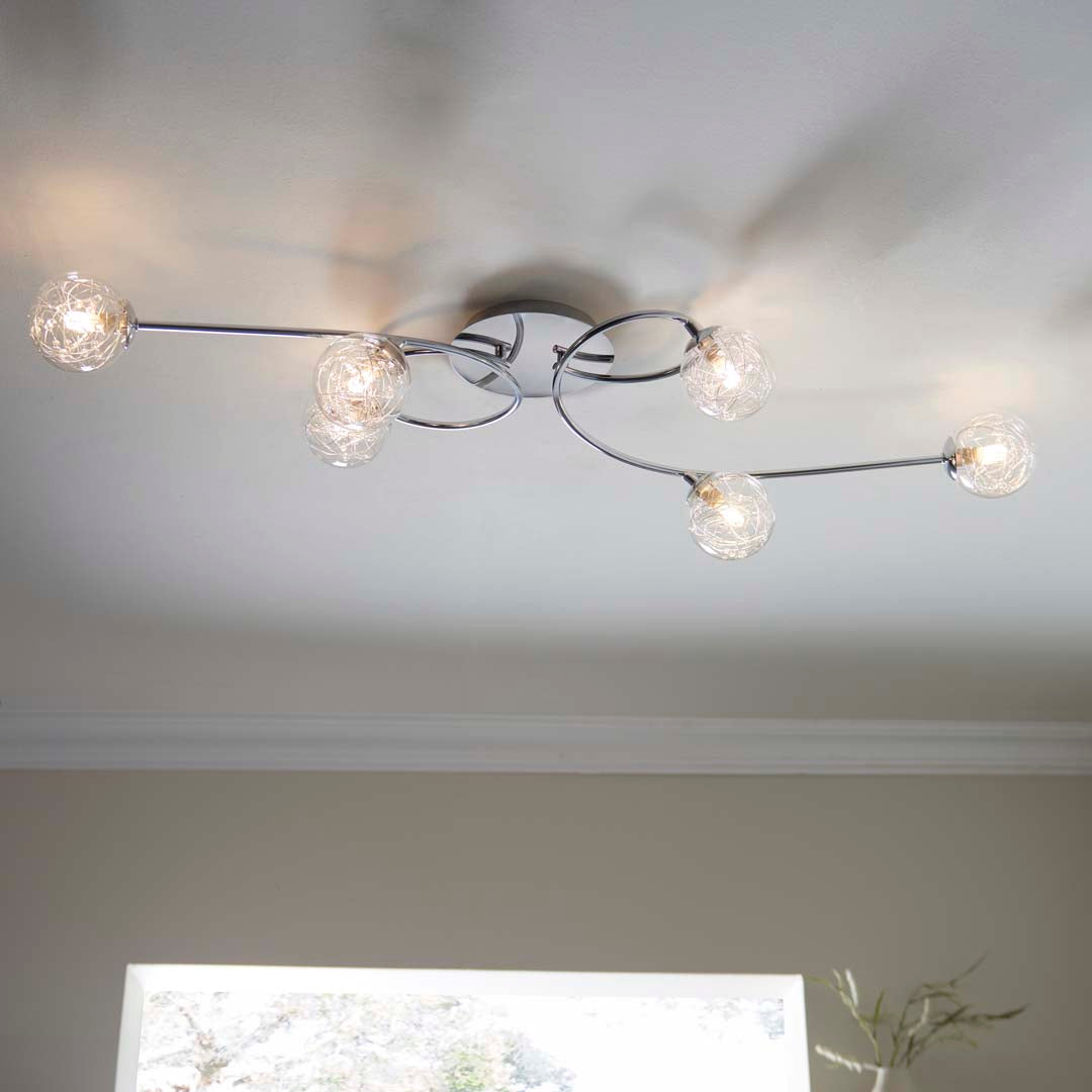 Pagazzi Jaymie 6 Light Chrome Semi Flush Ceiling Light