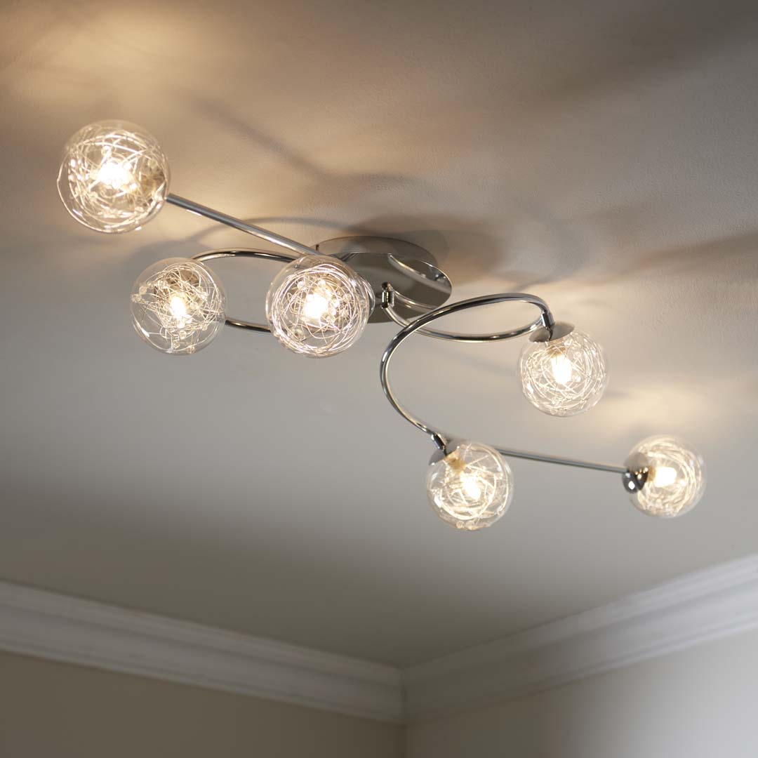 Pagazzi Jaymie 6 Light Chrome Semi Flush Ceiling Light