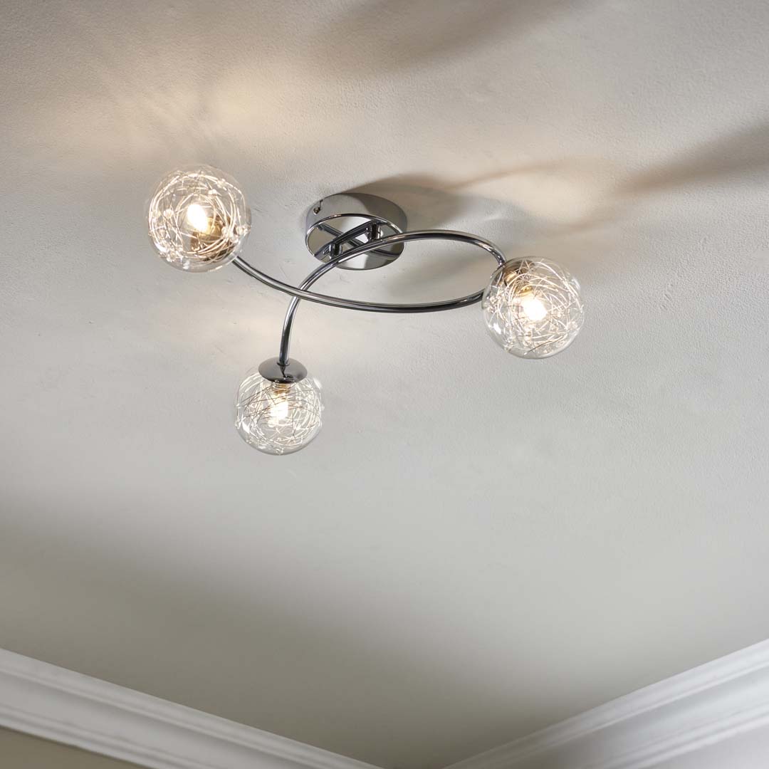 Pagazzi Jaymie 3 Light Chrome Semi Flush Ceiling Light