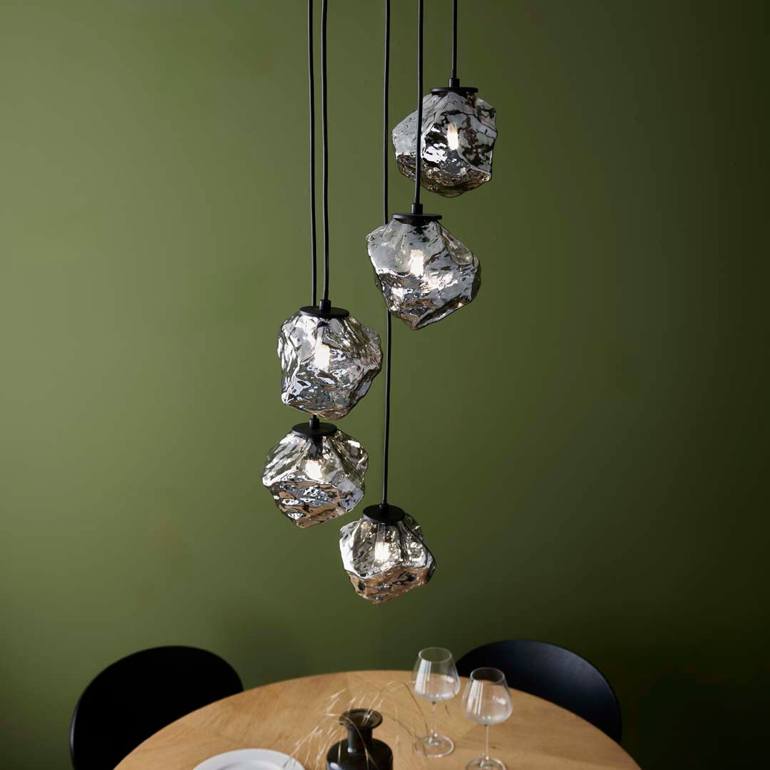 Pagazzi Molten 5 Light Smokey Glass Ceiling Pendant