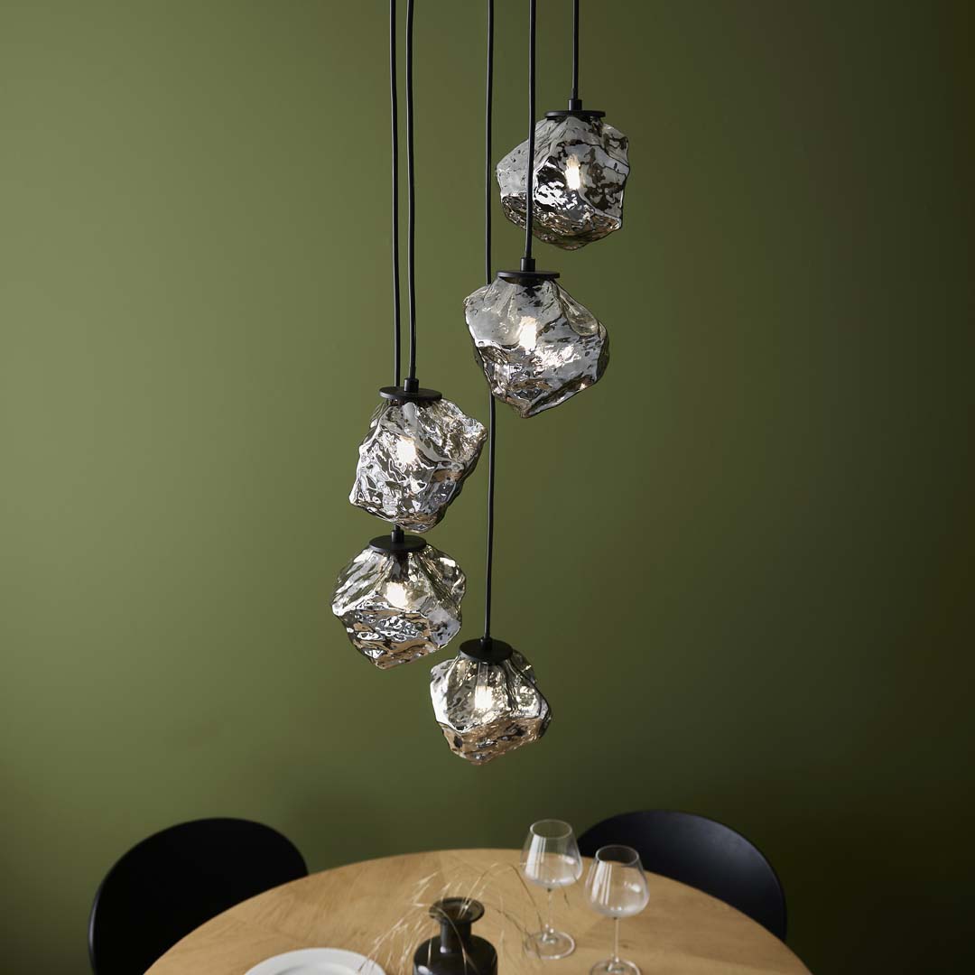 Pagazzi Molten 5 Light Smokey Glass Ceiling Pendant