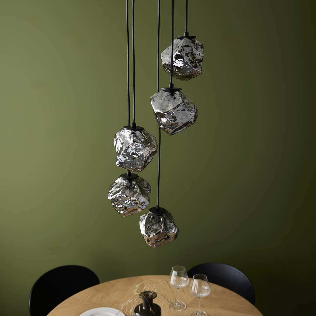 Pagazzi Molten 5 Light Smokey Glass Ceiling Pendant