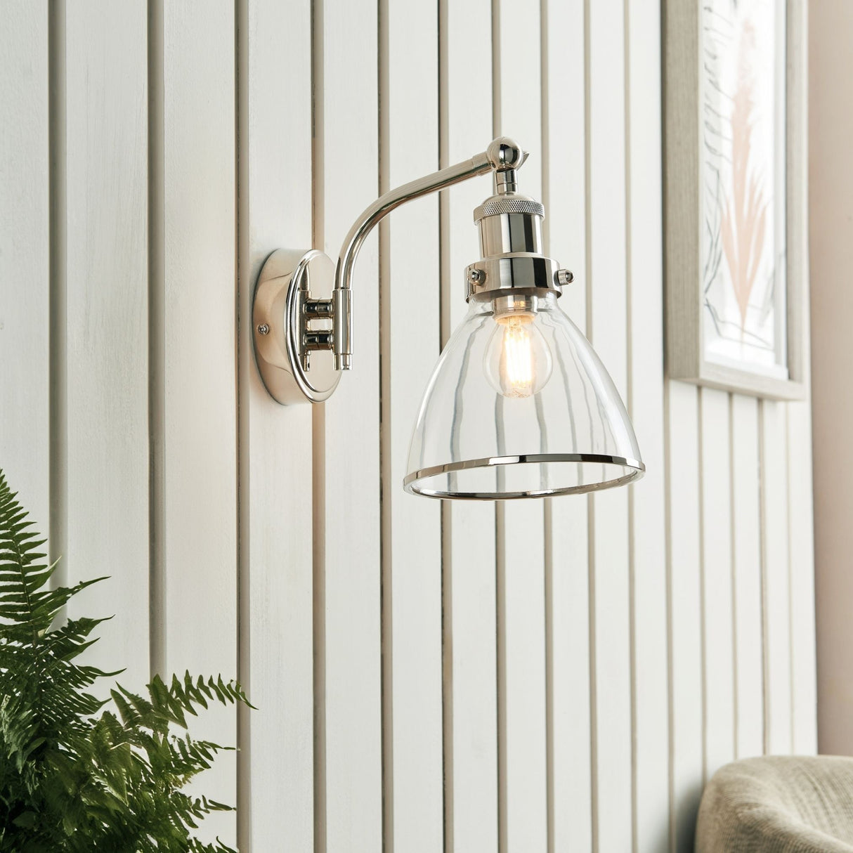 Pagazzi Brunswick Polished Nickel Glass Wall Light