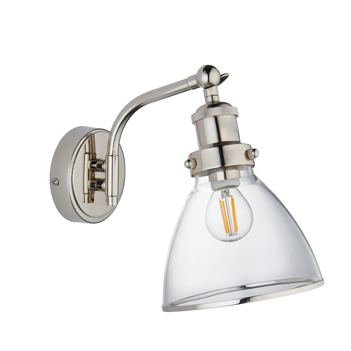 Pagazzi Brunswick Polished Nickel Glass Wall Light