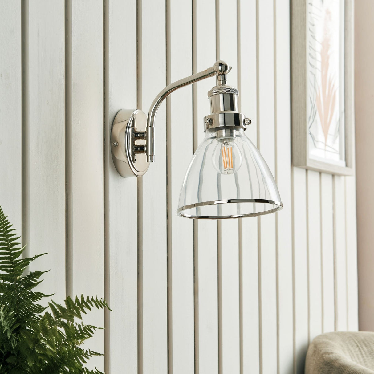 Pagazzi Brunswick Polished Nickel Glass Wall Light