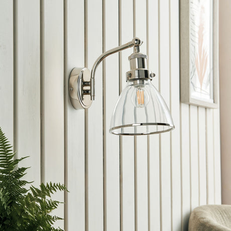 Pagazzi Brunswick Polished Nickel Glass Wall Light