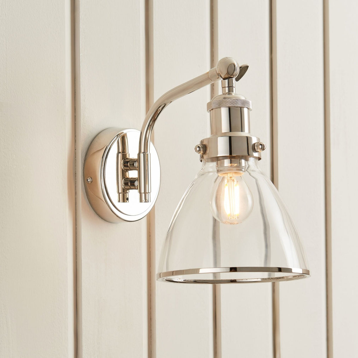 Pagazzi Brunswick Polished Nickel Glass Wall Light