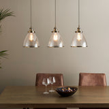 Pagazzi Brunswick 3 Light Antique Brass Glass Ceiling Pendant Bar