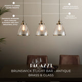 Pagazzi Brunswick 3 Light Antique Brass Glass Ceiling Pendant Bar