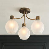 Pagazzi Hamilton 3 Light Antique Brass Semi Flush Ceiling Light