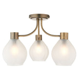 Pagazzi Hamilton 3 Light Antique Brass Semi Flush Ceiling Light