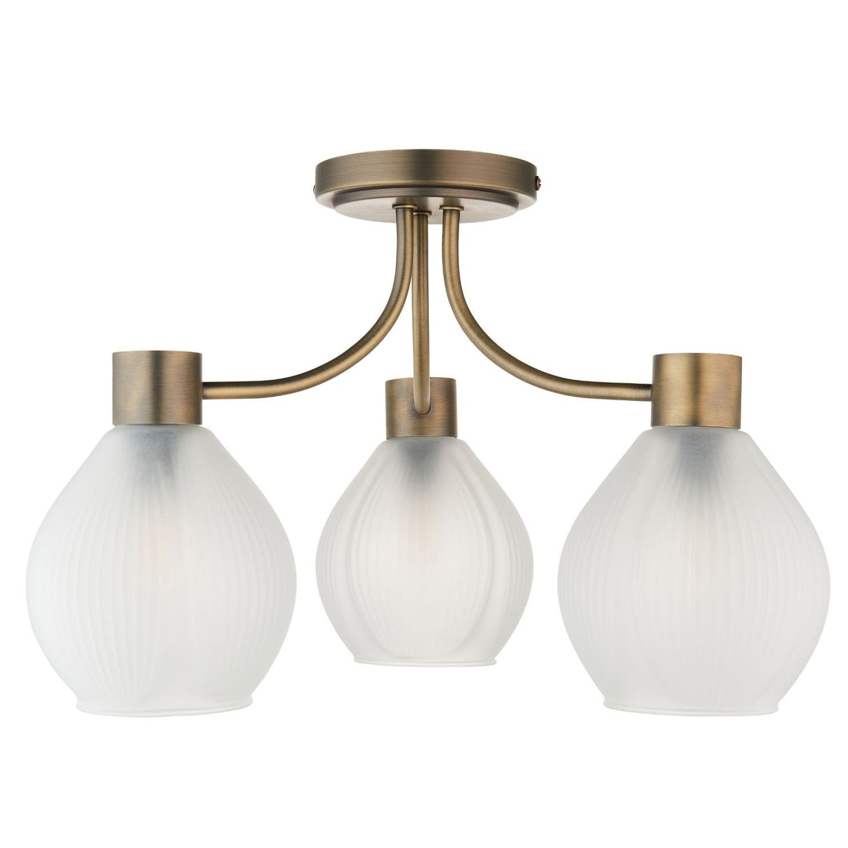 Pagazzi Hamilton 3 Light Antique Brass Semi Flush Ceiling Light