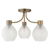 Pagazzi Hamilton 3 Light Antique Brass Semi Flush Ceiling Light