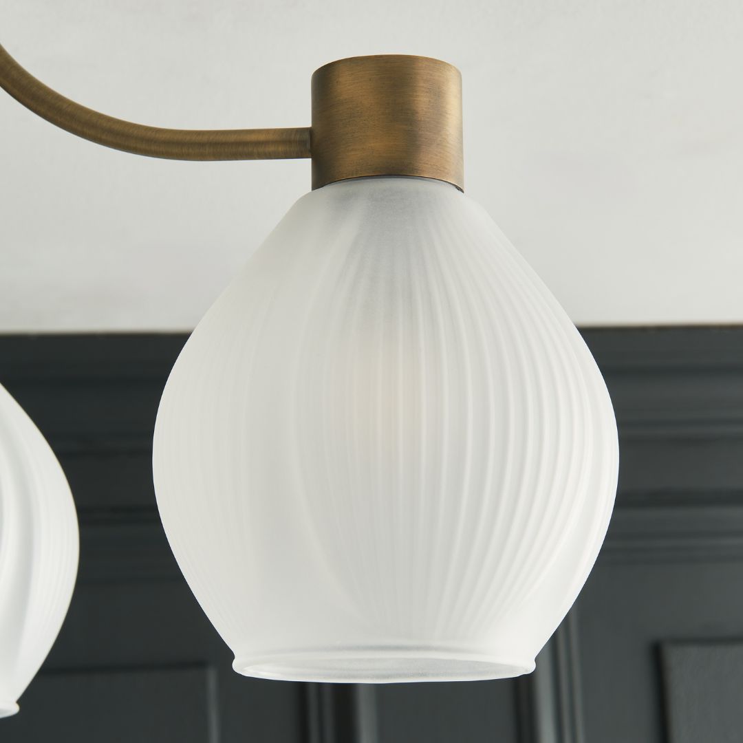Pagazzi Hamilton 3 Light Antique Brass Semi Flush Ceiling Light