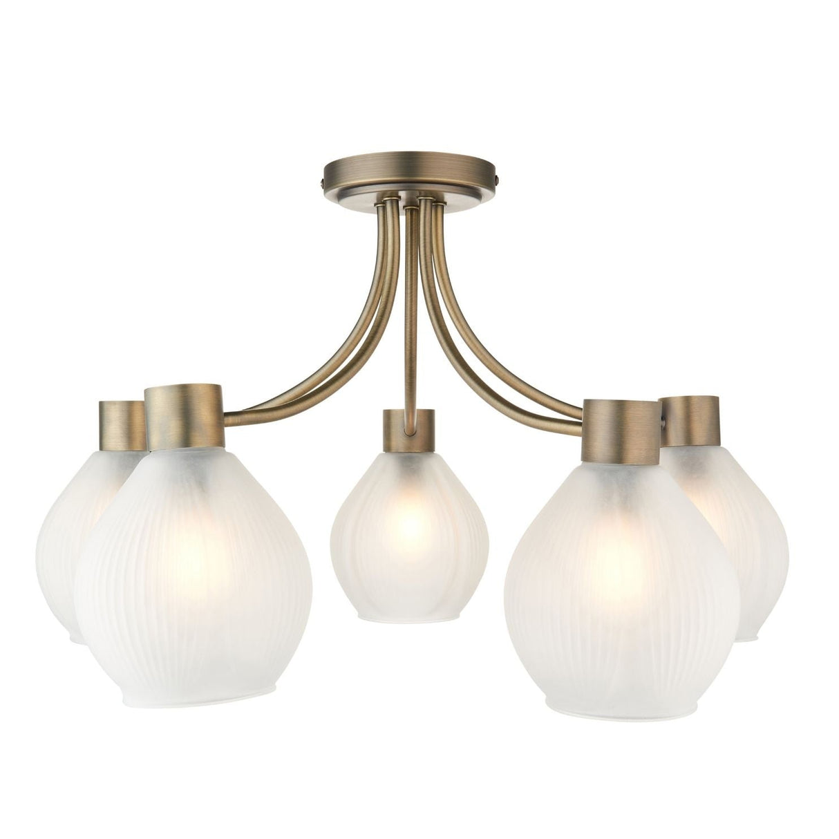 Pagazzi Hamilton 5 Light Antique Brass Semi Flush Ceiling Light