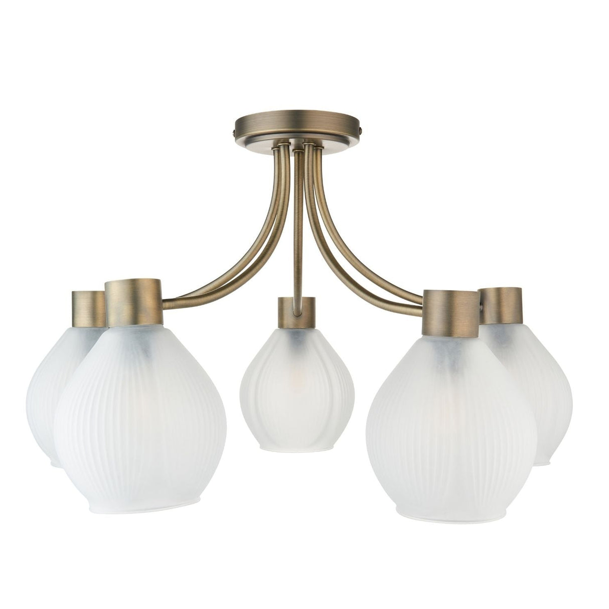 Pagazzi Hamilton 5 Light Antique Brass Semi Flush Ceiling Light