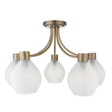 Pagazzi Hamilton 5 Light Antique Brass Semi Flush Ceiling Light