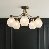 Pagazzi Hamilton 5 Light Antique Brass Semi Flush Ceiling Light