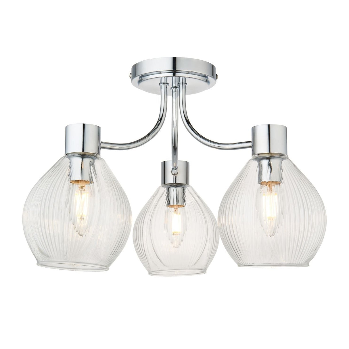 Pagazzi Hamilton 3 Light Polished Chrome Semi Flush Ceiling Light