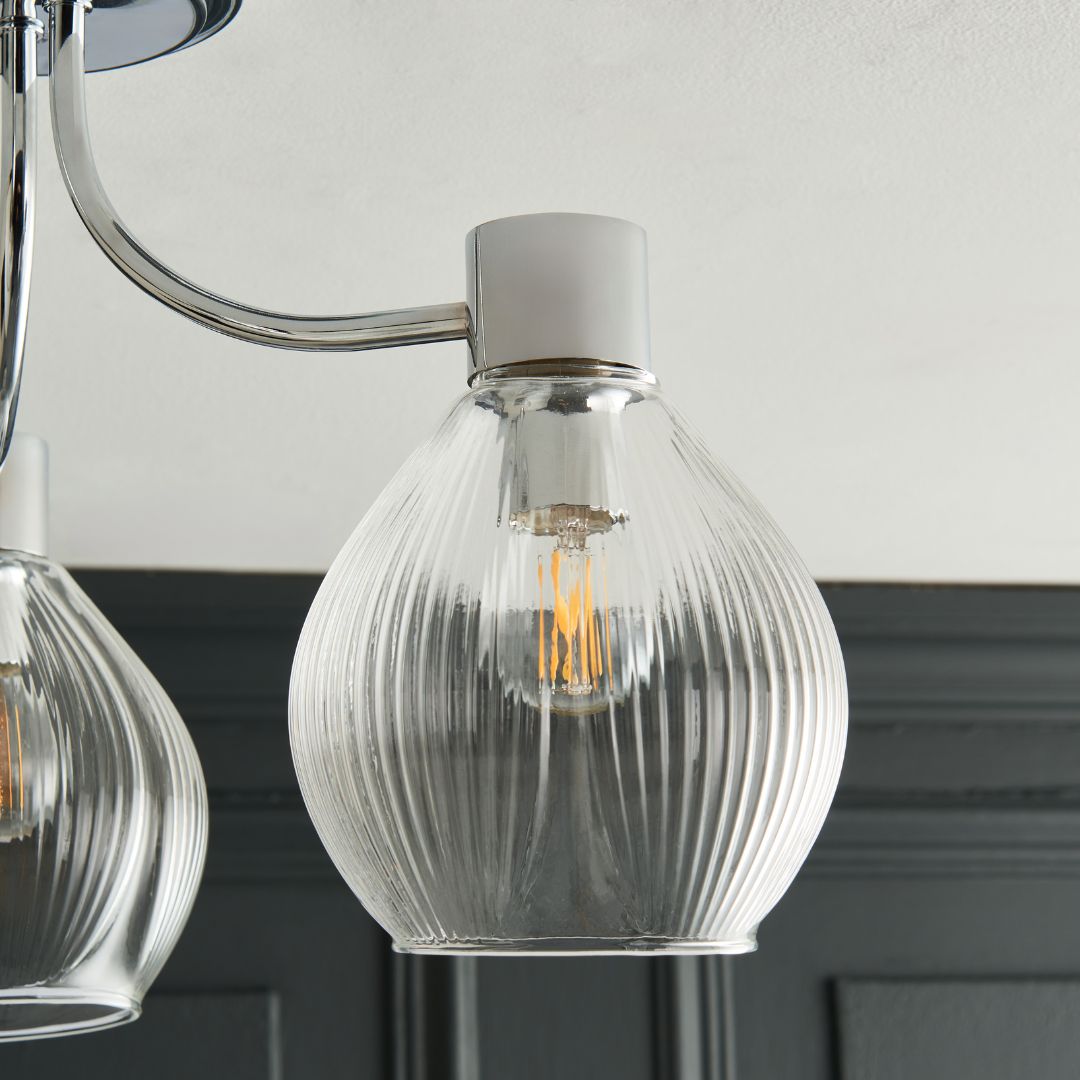 Pagazzi Hamilton 3 Light Polished Chrome Semi Flush Ceiling Light