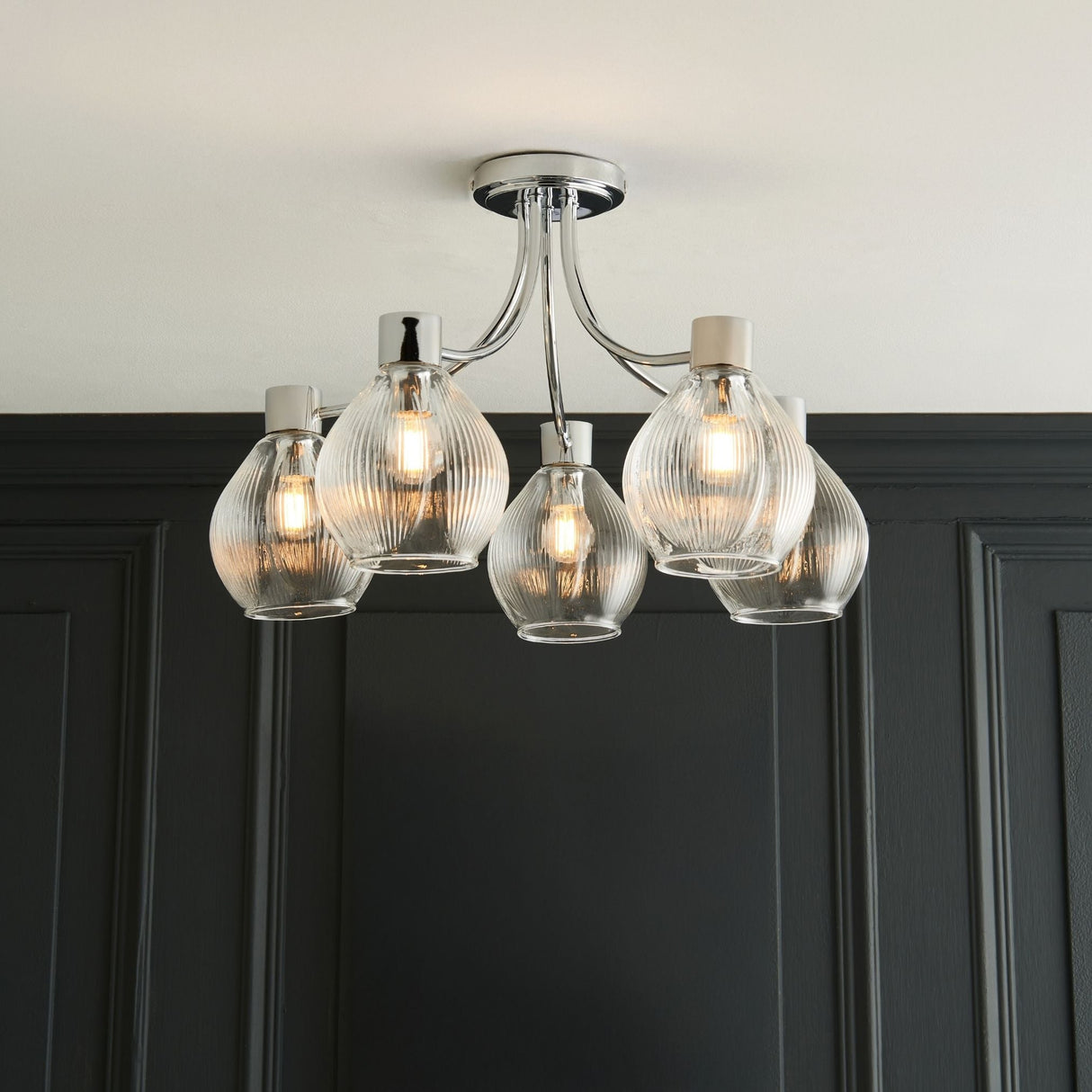 Pagazzi Hamilton 5 Light Polished Chrome Semi Flush Ceiling Light