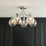 Pagazzi Hamilton 5 Light Polished Chrome Semi Flush Ceiling Light