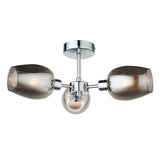 Pagazzi Hayden 3 Light Silver & Smoked Glass Semi Flush Ceiling Light