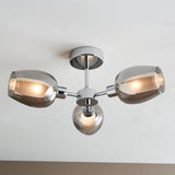 Pagazzi Hayden 3 Light Silver & Smoked Glass Semi Flush Ceiling Light