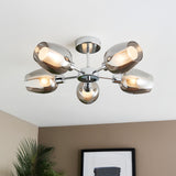 Pagazzi Hayden 5 Light Silver & Smoked Glass Semi Flush Ceiling Light