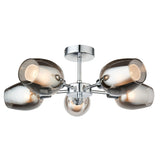 Pagazzi Hayden 5 Light Silver & Smoked Glass Semi Flush Ceiling Light