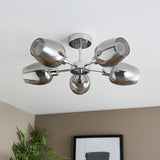 Pagazzi Hayden 5 Light Silver & Smoked Glass Semi Flush Ceiling Light