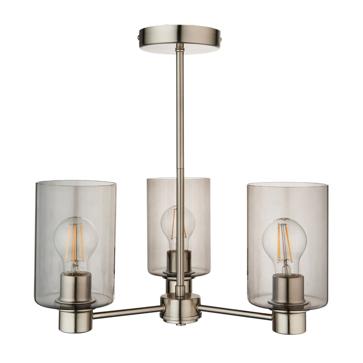 Pagazzi Kingsholm 3 Light Satin Nickel Semi Flush Ceiling Light