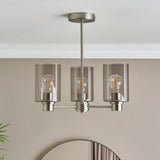 Pagazzi Kingsholm 3 Light Satin Nickel Semi Flush Ceiling Light