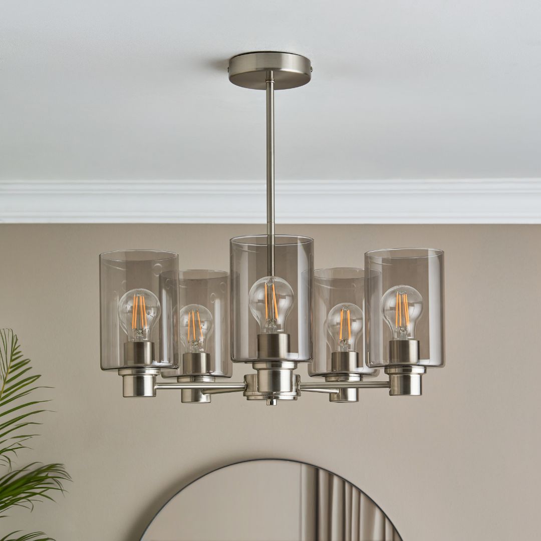 Pagazzi Kingsholm 5 Light Satin Nickel Semi Flush Ceiling Light