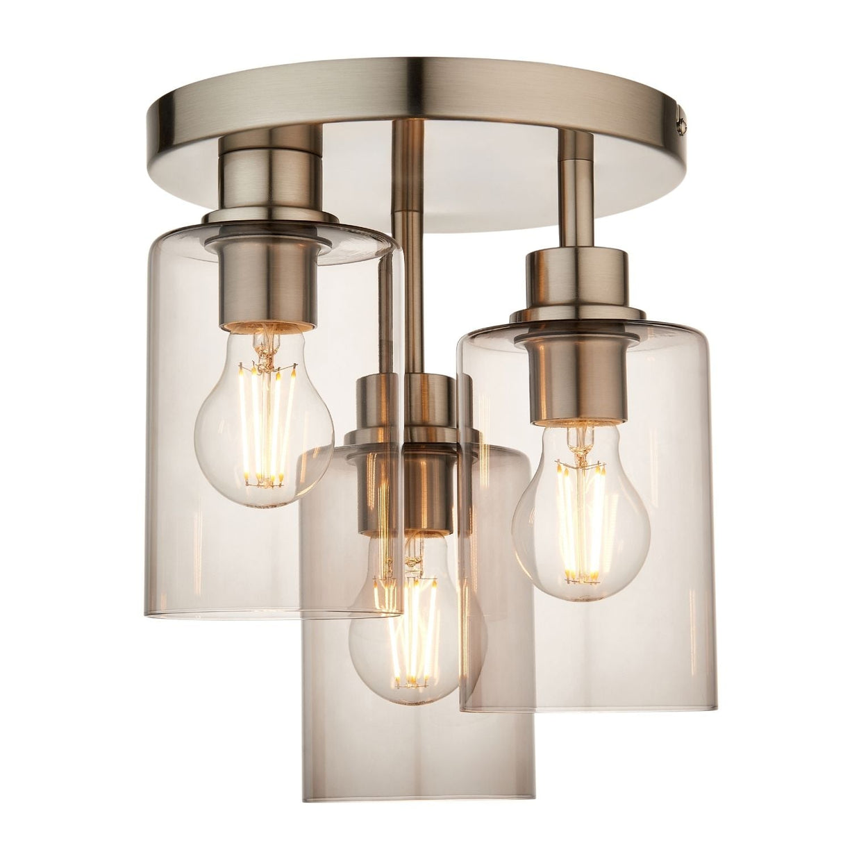 Pagazzi Kingsholm 3 Light Satin Nickel Semi Flush Ceiling Light