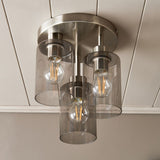 Pagazzi Kingsholm 3 Light Satin Nickel Semi Flush Ceiling Light